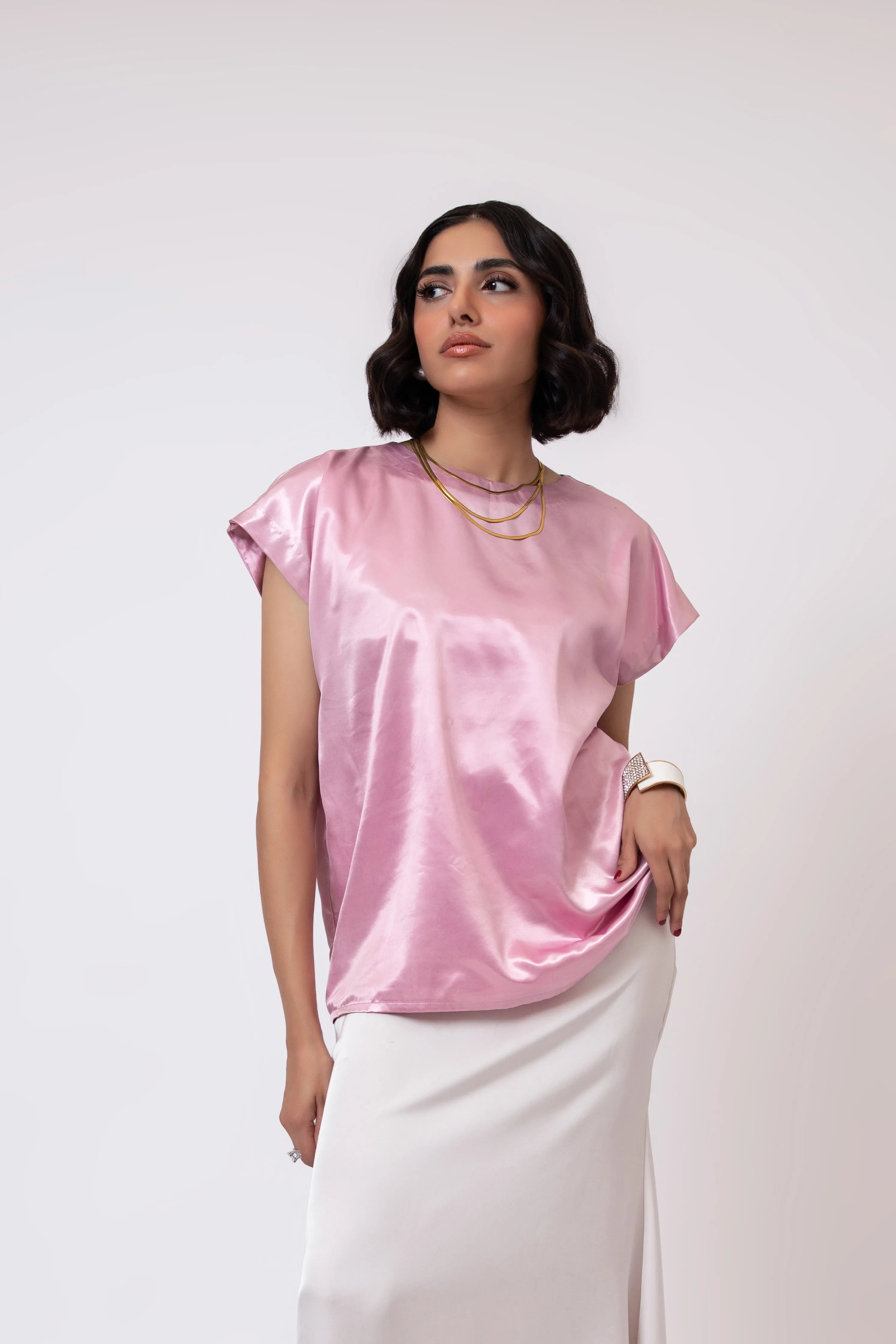 Zinnia Satin Blouse Pink